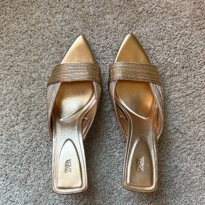 Zara Metallic Gold Mules